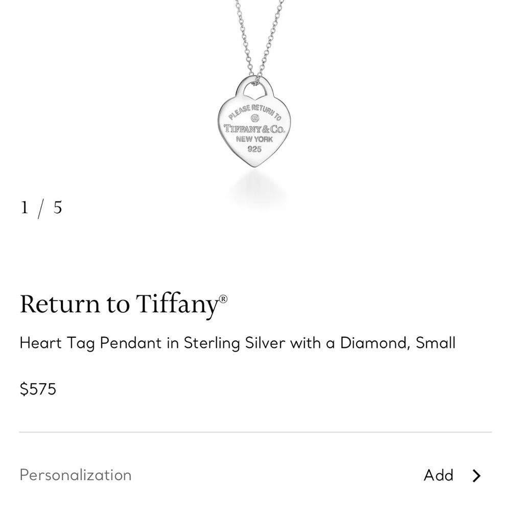 Brand new Tiffany & Co. Silver Heart Tag Pendant Necklace with a diamond - Picture 3 of 7